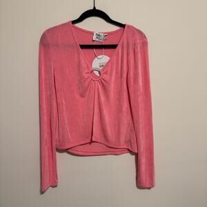 NWT Princess Polly Long Sleeve Pink Open Front Top